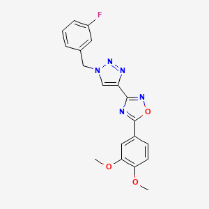 molecular formula C19H16FN5O3 B2684247 5-(3,4-dimethoxyphenyl)-3-(1-(3-fluorobenzyl)-1H-1,2,3-triazol-4-yl)-1,2,4-oxadiazole CAS No. 1251673-12-7