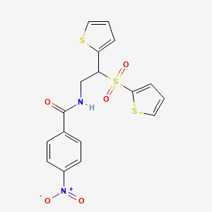 molecular formula C17H14N2O5S3 B2684250 4-nitro-N-[2-(2-thienyl)-2-(2-thienylsulfonyl)ethyl]benzamide CAS No. 896338-21-9