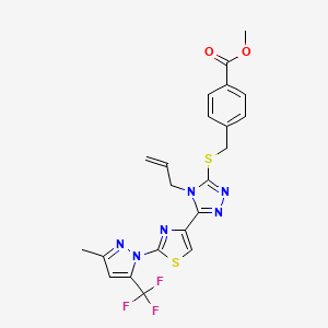 methyl 4-{[(4-allyl-5-{2-[3-methyl-5-(trifluoromethyl)-1H-pyrazol-1-yl]-1,3-thiazol-4-yl}-4H-1,2,4-triazol-3-yl)sulfanyl]methyl}benzenecarboxylate