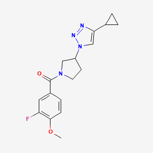 molecular formula C17H19FN4O2 B2684261 (3-(4-cyclopropyl-1H-1,2,3-triazol-1-yl)pyrrolidin-1-yl)(3-fluoro-4-methoxyphenyl)methanone CAS No. 2034554-32-8