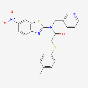 molecular formula C22H18N4O3S2 B2684268 N-(6-nitrobenzo[d]thiazol-2-yl)-N-(pyridin-3-ylmethyl)-2-(p-tolylthio)acetamide CAS No. 899753-88-9