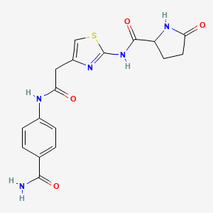 N-(4-(2-((4-carbamoylphenyl)amino)-2-oxoethyl)thiazol-2-yl)-5-oxopyrrolidine-2-carboxamide