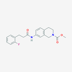 molecular formula C20H21FN2O3 B2684273 methyl 7-(3-(2-fluorophenyl)propanamido)-3,4-dihydroisoquinoline-2(1H)-carboxylate CAS No. 1797972-86-1