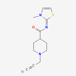 N-(3-methyl-2,3-dihydro-1,3-thiazol-2-ylidene)-1-(prop-2-yn-1-yl)piperidine-4-carboxamide