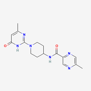 molecular formula C16H20N6O2 B2684277 5-甲基-N-(1-(4-甲基-6-氧代-1,6-二氢嘧啶-2-基)哌啶-4-基)吡咯啉-2-甲酰胺 CAS No. 1904225-57-5