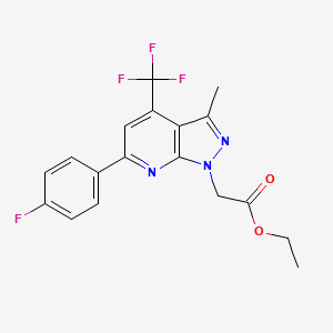 molecular formula C18H15F4N3O2 B2684301 ethyl [6-(4-fluorophenyl)-3-methyl-4-(trifluoromethyl)-1H-pyrazolo[3,4-b]pyridin-1-yl]acetate CAS No. 1011380-73-6