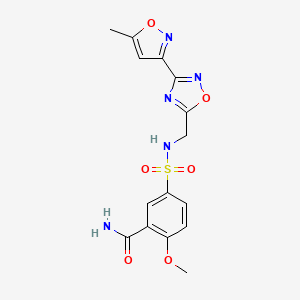 2-methoxy-5-(N-((3-(5-methylisoxazol-3-yl)-1,2,4-oxadiazol-5-yl)methyl)sulfamoyl)benzamide