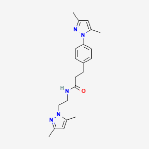 molecular formula C21H27N5O B2684310 N-(2-(3,5-dimethyl-1H-pyrazol-1-yl)ethyl)-3-(4-(3,5-dimethyl-1H-pyrazol-1-yl)phenyl)propanamide CAS No. 2034457-88-8