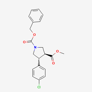 molecular formula C20H20ClNO4 B2684312 反式-1-苄基-3-甲基-4-(4-氯苯基)吡咯烷-1,3-二羧酸二甲酯 CAS No. 2140264-30-6