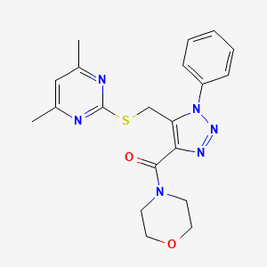 molecular formula C20H22N6O2S B2684321 (5-(((4,6-dimethylpyrimidin-2-yl)thio)methyl)-1-phenyl-1H-1,2,3-triazol-4-yl)(morpholino)methanone CAS No. 1172728-93-6