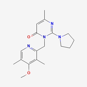 3-[(4-Methoxy-3,5-dimethylpyridin-2-yl)methyl]-6-methyl-2-pyrrolidin-1-ylpyrimidin-4-one