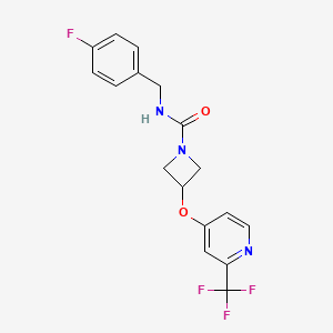 molecular formula C17H15F4N3O2 B2684341 N-[(4-Fluorophenyl)methyl]-3-[2-(trifluoromethyl)pyridin-4-yl]oxyazetidine-1-carboxamide CAS No. 2380141-83-1