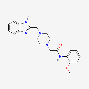 molecular formula C22H27N5O2 B2684348 N-(2-methoxyphenyl)-2-(4-((1-methyl-1H-benzo[d]imidazol-2-yl)methyl)piperazin-1-yl)acetamide CAS No. 1170566-83-2