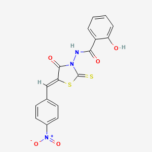 (Z)-2-hydroxy-N-(5-(4-nitrobenzylidene)-4-oxo-2-thioxothiazolidin-3-yl)benzamide