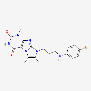 molecular formula C19H21BrN6O2 B2684353 8-(3-((4-溴苯基)氨基)丙基)-1,6,7-三甲基-1H-咪唑并[2,1-f]嘧啶-2,4(3H,8H)-二酮 CAS No. 923109-32-4