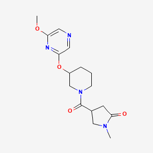 molecular formula C16H22N4O4 B2684355 4-(3-((6-Methoxypyrazin-2-yl)oxy)piperidine-1-carbonyl)-1-methylpyrrolidin-2-one CAS No. 2034438-36-1