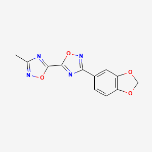 molecular formula C12H8N4O4 B2684357 3-(1,3-Benzodioxol-5-yl)-3'-methyl-5,5'-bi-1,2,4-oxadiazole CAS No. 1775530-55-6