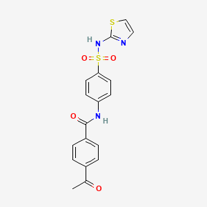 molecular formula C18H15N3O4S2 B2684361 4-乙酰-N-(4-(N-(噻唑-2-基)磺酰氨基)苯基)苯甲酰胺 CAS No. 300818-48-8