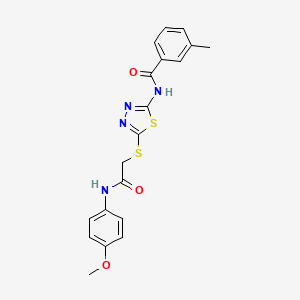 molecular formula C19H18N4O3S2 B2684368 N-[5-[2-(4-甲氧基苯胺基)-2-氧代乙基]硫代-1,3,4-噻二唑-2-基]-3-甲基苯甲酰胺 CAS No. 392293-65-1