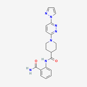 1-(6-(1H-pyrazol-1-yl)pyridazin-3-yl)-N-(2-carbamoylphenyl)piperidine-4-carboxamide