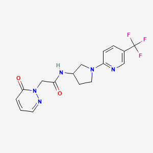 molecular formula C16H16F3N5O2 B2684382 2-(6-oxopyridazin-1(6H)-yl)-N-(1-(5-(trifluoromethyl)pyridin-2-yl)pyrrolidin-3-yl)acetamide CAS No. 2097884-41-6