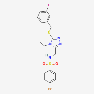 molecular formula C18H18BrFN4O2S2 B2684395 4-bromo-N-({4-ethyl-5-[(3-fluorobenzyl)sulfanyl]-4H-1,2,4-triazol-3-yl}methyl)benzenesulfonamide CAS No. 338794-60-8