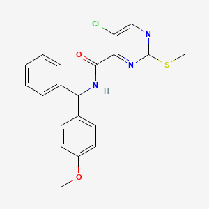 molecular formula C20H18ClN3O2S B2684404 5-chloro-N-[(4-methoxyphenyl)(phenyl)methyl]-2-(methylsulfanyl)pyrimidine-4-carboxamide CAS No. 1147408-49-8