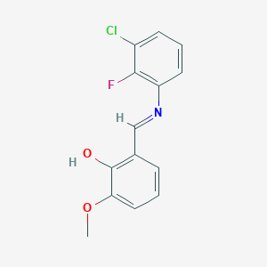 molecular formula C14H11ClFNO2 B2684410 2-{(E)-[(3-chloro-2-fluorophenyl)imino]methyl}-6-methoxyphenol CAS No. 1232819-69-0