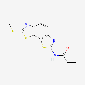molecular formula C12H11N3OS3 B2684424 N-(2-methylsulfanyl-[1,3]thiazolo[4,5-g][1,3]benzothiazol-7-yl)propanamide CAS No. 477503-18-7