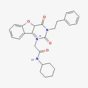 molecular formula C26H27N3O4 B2684432 N-cyclohexyl-2-[4,6-dioxo-5-(2-phenylethyl)-8-oxa-3,5-diazatricyclo[7.4.0.0^{2,7}]trideca-1(9),2(7),10,12-tetraen-3-yl]acetamide CAS No. 1326902-50-4