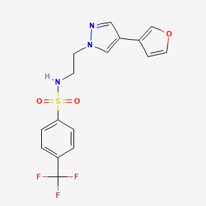 molecular formula C16H14F3N3O3S B2684433 N-(2-(4-(furan-3-yl)-1H-pyrazol-1-yl)ethyl)-4-(trifluoromethyl)benzenesulfonamide CAS No. 2034553-79-0