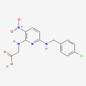 molecular formula C14H13ClN4O4 B2684436 2-({6-[(4-Chlorobenzyl)amino]-3-nitro-2-pyridinyl}amino)acetic acid CAS No. 329699-57-2