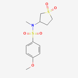 molecular formula C12H17NO5S2 B2684442 N-(1,1-dioxothiolan-3-yl)-4-methoxy-N-methylbenzenesulfonamide CAS No. 874652-00-3