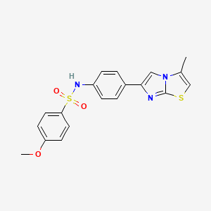 4-methoxy-N-[4-(3-methylimidazo[2,1-b][1,3]thiazol-6-yl)phenyl]benzenesulfonamide