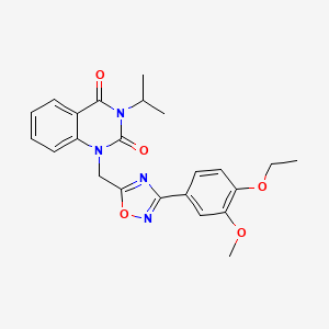 molecular formula C23H24N4O5 B2684445 1-((3-(4-ethoxy-3-methoxyphenyl)-1,2,4-oxadiazol-5-yl)methyl)-3-isopropylquinazoline-2,4(1H,3H)-dione CAS No. 1105221-30-4