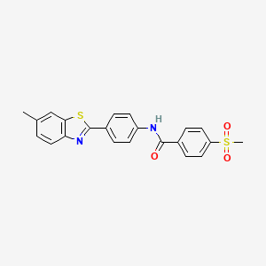 molecular formula C22H18N2O3S2 B2684468 N-(4-(6-methylbenzo[d]thiazol-2-yl)phenyl)-4-(methylsulfonyl)benzamide CAS No. 896337-16-9