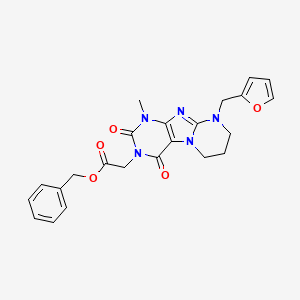 molecular formula C23H23N5O5 B2684471 benzyl 2-(9-(furan-2-ylmethyl)-1-methyl-2,4-dioxo-1,2,6,7,8,9-hexahydropyrimido[2,1-f]purin-3(4H)-yl)acetate CAS No. 876151-11-0