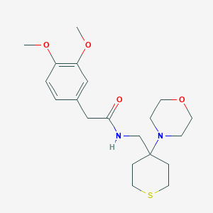 molecular formula C20H30N2O4S B2684475 2-(3,4-Dimethoxyphenyl)-N-[(4-morpholin-4-ylthian-4-yl)methyl]acetamide CAS No. 2380078-81-7