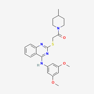 molecular formula C24H28N4O3S B2684484 2-((4-((3,5-二甲氧基苯基)氨基)喹唑啉-2-基)硫)-1-(4-甲基哌啶-1-基)乙酰胺 CAS No. 896698-93-4