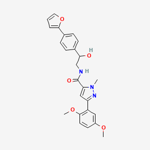 molecular formula C25H25N3O5 B2684485 3-(2,5-dimethoxyphenyl)-N-{2-[4-(furan-2-yl)phenyl]-2-hydroxyethyl}-1-methyl-1H-pyrazole-5-carboxamide CAS No. 2097884-22-3