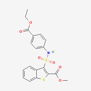 molecular formula C19H17NO6S2 B2684487 甲基-3-{[4-(乙氧羰基)苯基]磺酰}-1-苯并噻吩-2-甲酸酯 CAS No. 932465-17-3