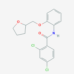molecular formula C18H17Cl2NO3 B268449 2,4-dichloro-N-[2-(tetrahydro-2-furanylmethoxy)phenyl]benzamide 