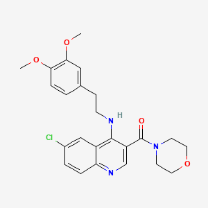molecular formula C24H26ClN3O4 B2684499 (6-Chloro-4-{[2-(3,4-dimethoxyphenyl)ethyl]amino}quinolin-3-yl)(morpholin-4-yl)methanone CAS No. 1326930-09-9