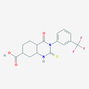 molecular formula C16H9F3N2O3S B2684502 4-Oxo-2-sulfanylidene-3-[3-(trifluoromethyl)phenyl]-1,2,3,4-tetrahydroquinazoline-7-carboxylic acid CAS No. 309969-96-8