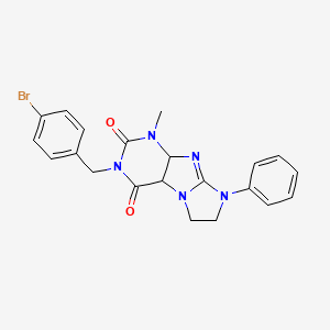 molecular formula C21H18BrN5O2 B2684508 3-[(4-bromophenyl)methyl]-1-methyl-8-phenyl-1H,2H,3H,4H,6H,7H,8H-imidazo[1,2-g]purine-2,4-dione CAS No. 872838-77-2
