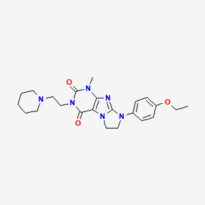 molecular formula C23H30N6O3 B2684509 8-(4-ethoxyphenyl)-1-methyl-3-(2-(piperidin-1-yl)ethyl)-7,8-dihydro-1H-imidazo[2,1-f]purine-2,4(3H,6H)-dione CAS No. 838866-14-1
