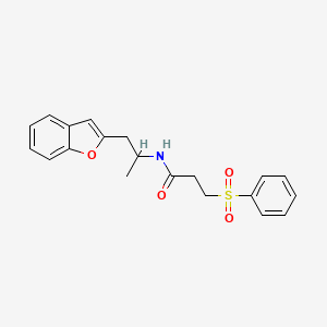 molecular formula C20H21NO4S B2684525 N-(1-(benzofuran-2-yl)propan-2-yl)-3-(phenylsulfonyl)propanamide CAS No. 2034419-15-1