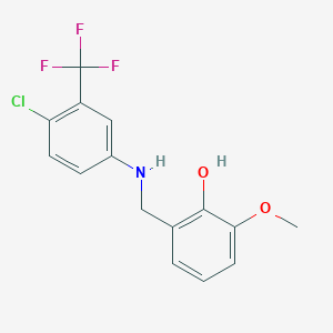 molecular formula C15H13ClF3NO2 B2684531 2-({[4-Chloro-3-(trifluoromethyl)phenyl]amino}methyl)-6-methoxyphenol CAS No. 1232789-47-7