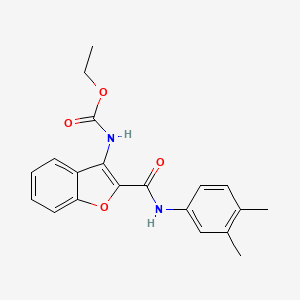 molecular formula C20H20N2O4 B2684534 乙基 (2-((3,4-二甲基苯基)氨基甲酰)苯并呋喃-3-基)甲酸酯 CAS No. 888463-56-7