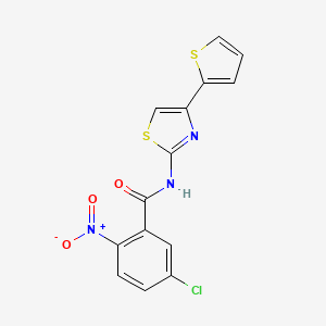 molecular formula C14H8ClN3O3S2 B2684543 5-氯-2-硝基-N-(4-(噻吩-2-基)噻唑-2-基)苯甲酰胺 CAS No. 476282-69-6